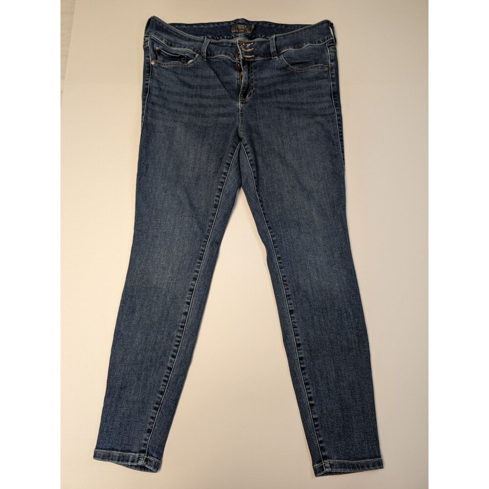 Torrid Feel The Fit Blue Super Soft Denim Jeggings Size 14R Zipper 3 Button Up